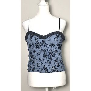 Mixed Thread Women's Top Blue Black‎ Milkmaid Cottagecore Style Top Size XL